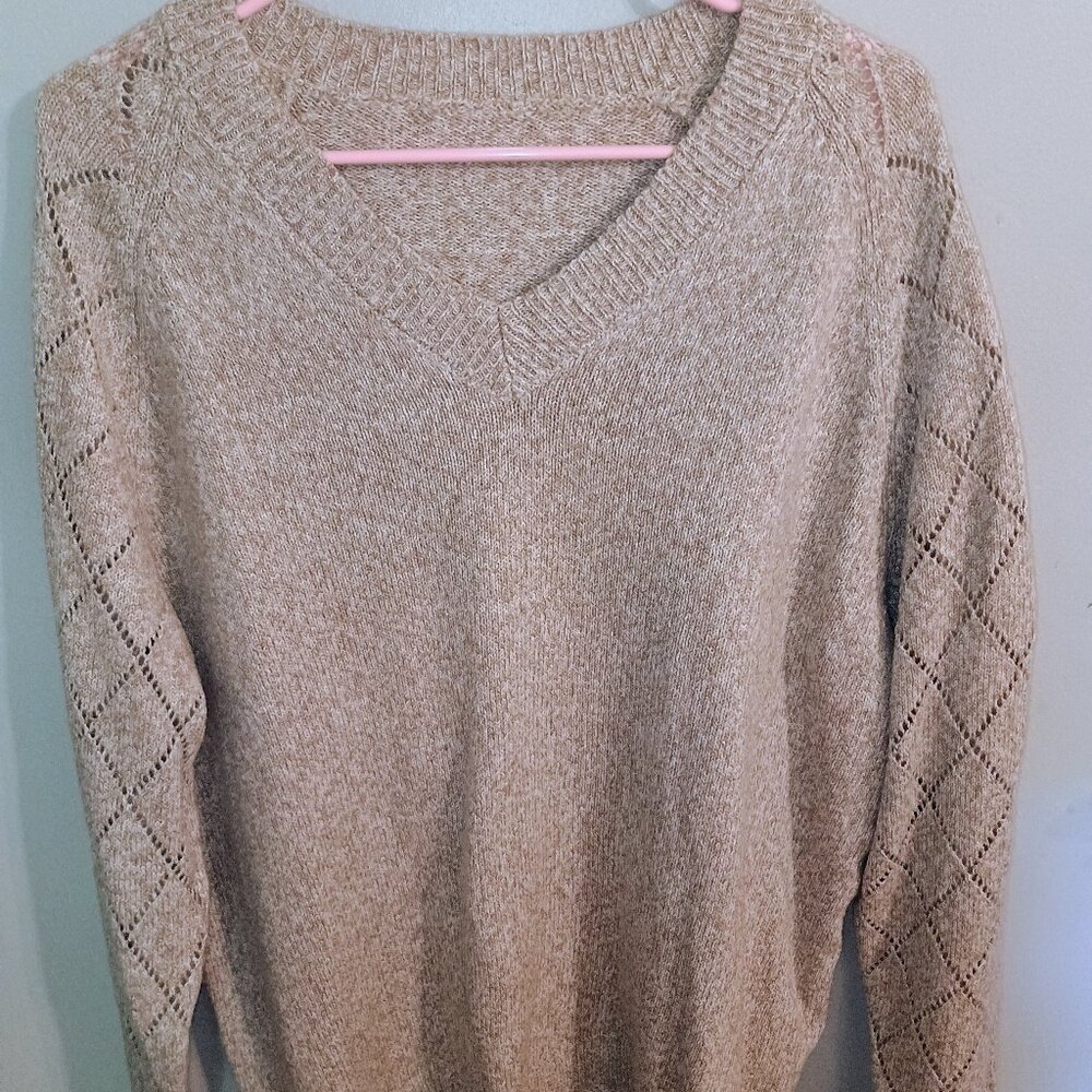Shein Curve 1x Tan Vneck Sweater